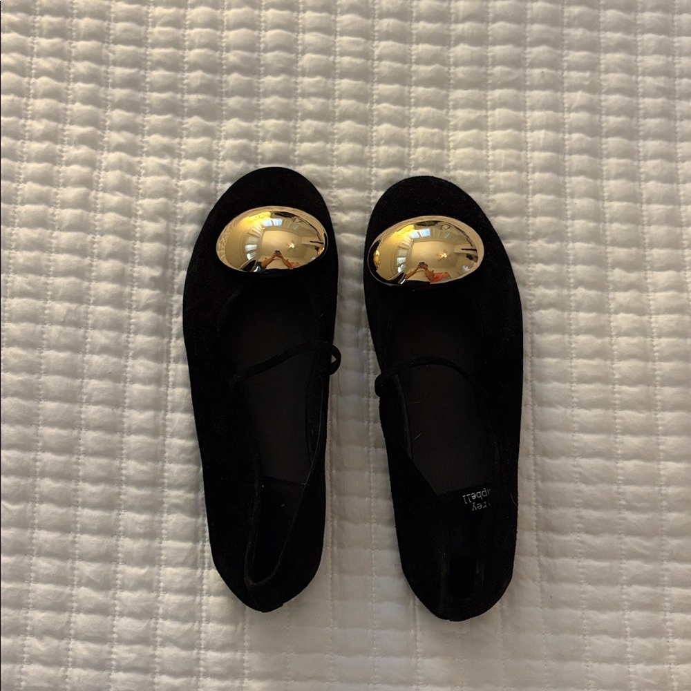 Black Flats with Gold Accents